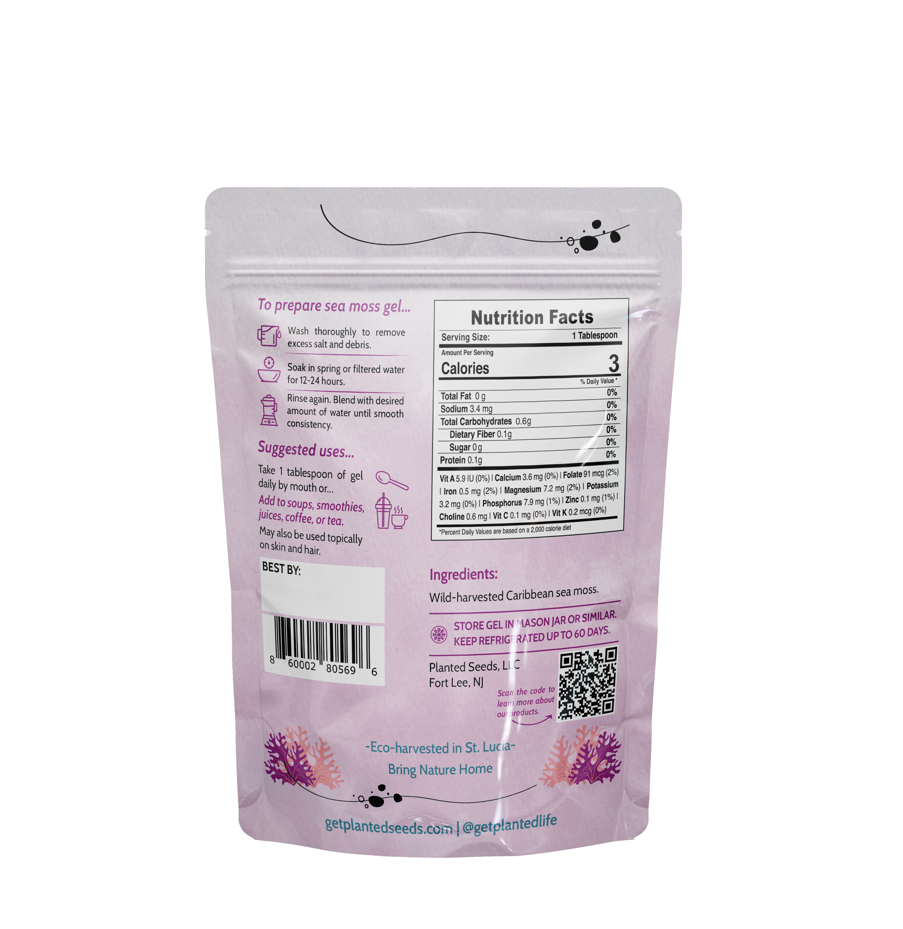 Purple dry sea moss - nutritionals