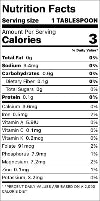 Nutrition facts label for sea moss gel with 0 sugar and 3 calories per tablespoon