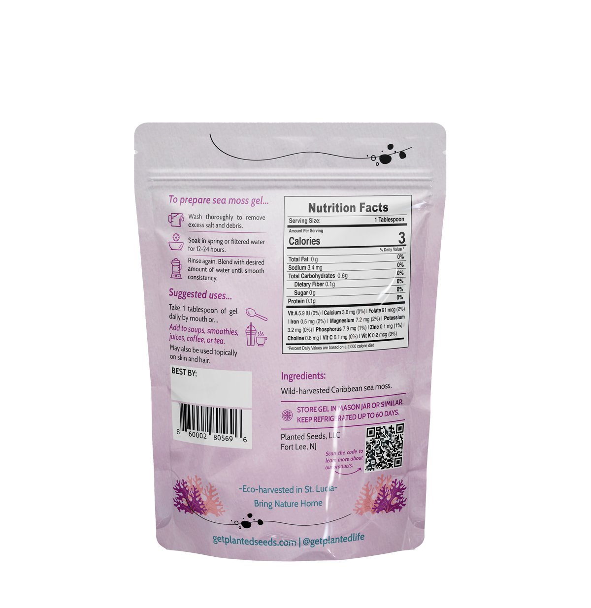 Purple dry sea moss - nutritionals