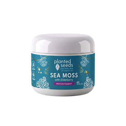 Planted Seeds Sea Moss Immune Support Capsules - organic sea moss with organic elderberry to boost immunity. 