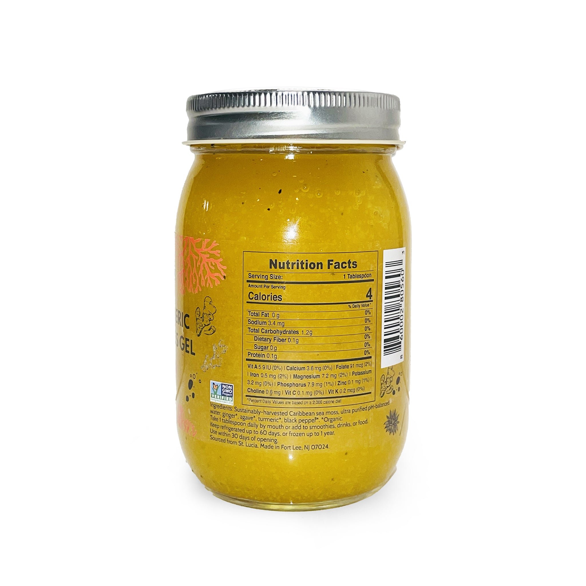 Ginger Turmeric Gold Sea Moss Gel - 16oz Jar.