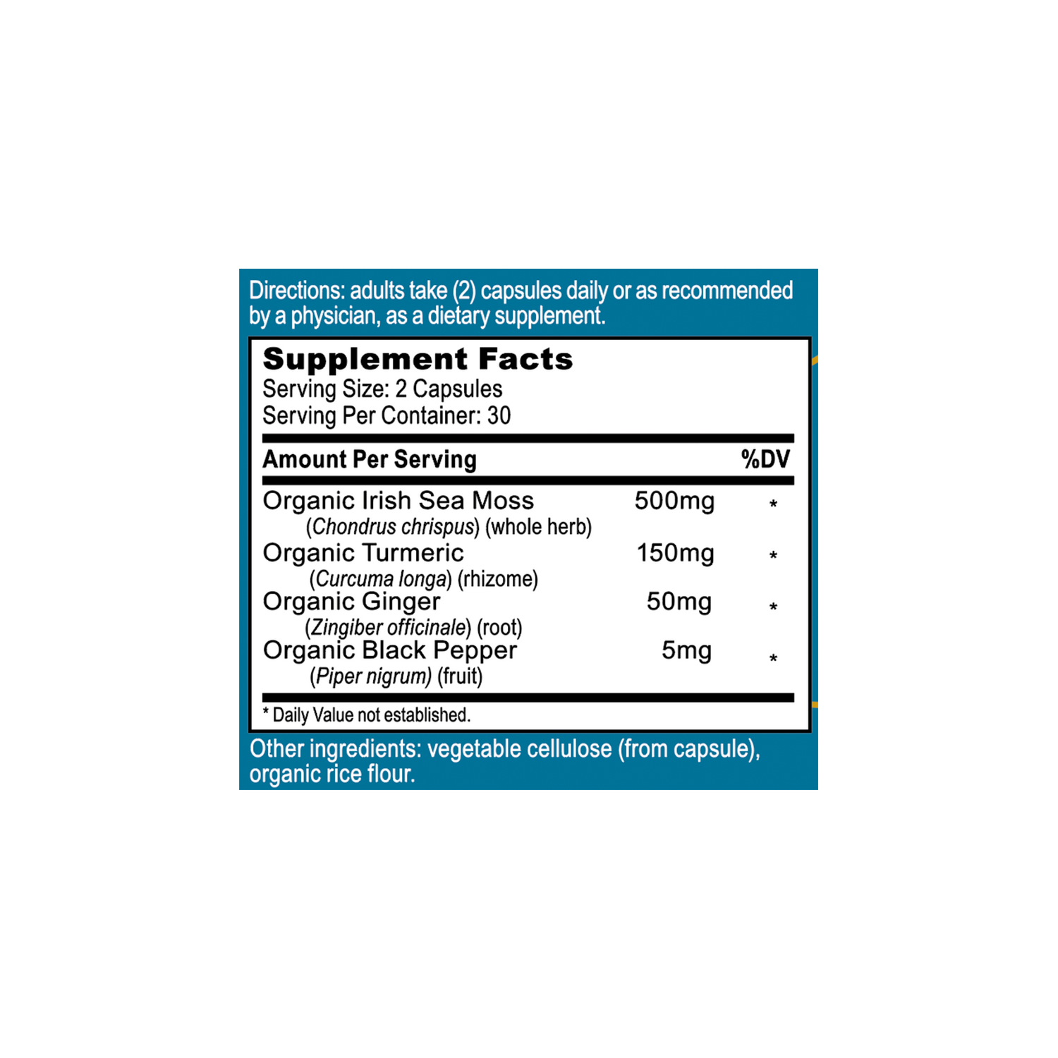 Planted Seeds Sea Moss Anti-Inflammatory Capsules - organic sea moss with organic ginger and organic turmeric. 