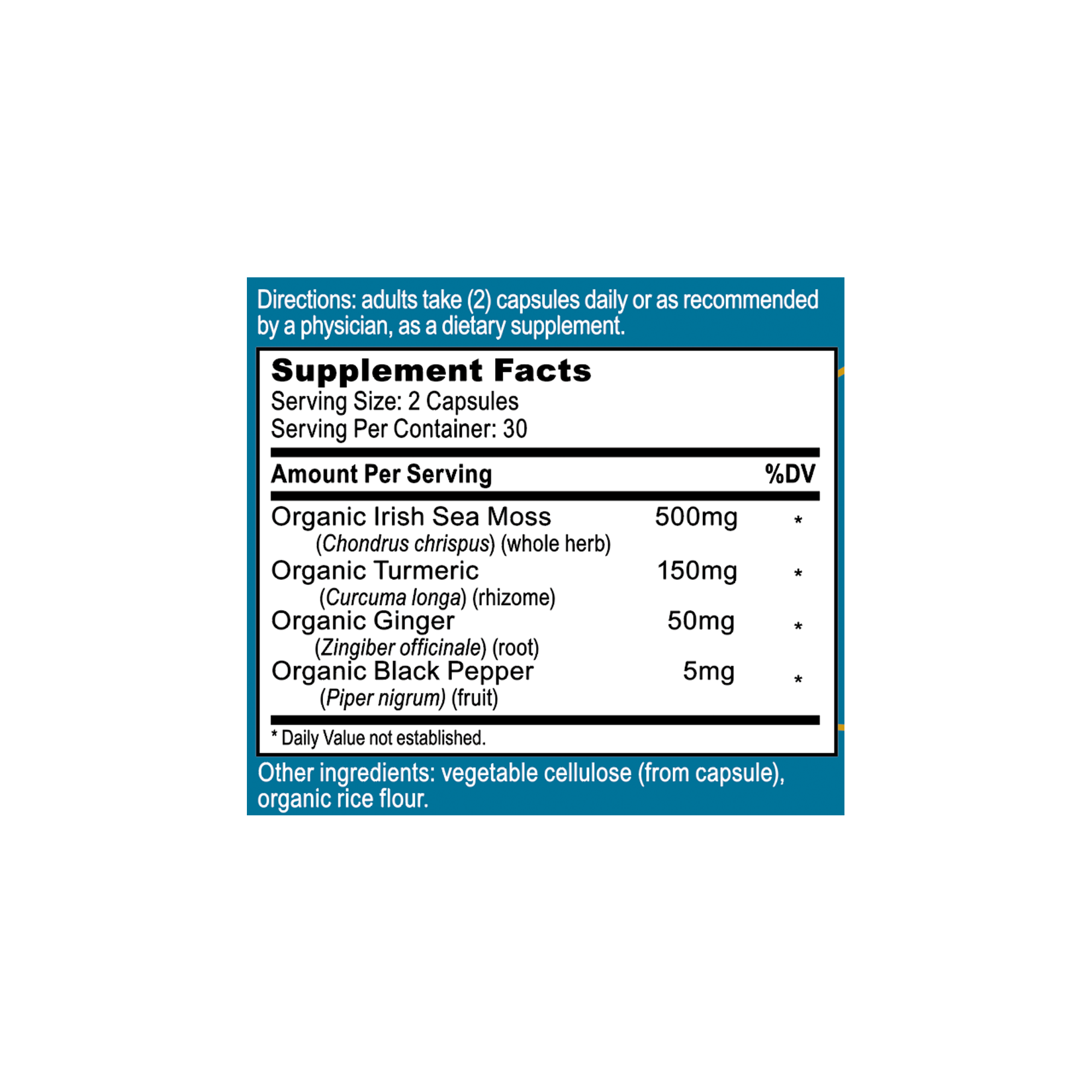 Planted Seeds Sea Moss Anti-Inflammatory Capsules - organic sea moss with organic ginger and organic turmeric. 