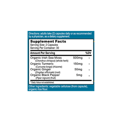 Planted Seeds Sea Moss Anti-Inflammatory Capsules - organic sea moss with organic ginger and organic turmeric. 